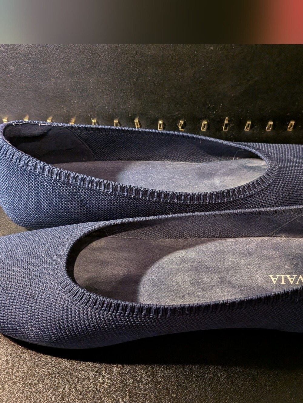 Comfort Knit Navy Ballet Flats by Vaneli